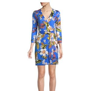 Blue Floral Wrap Dress
